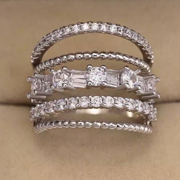**NEW 925 Sterling Silver Diamond Multi Band Ring - Picture 2 of 6